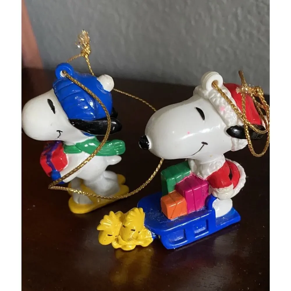 Peanuts Snoopy Ornament Whitmans Christmas Lot Santa Gift Box Figurine Vtg 80s